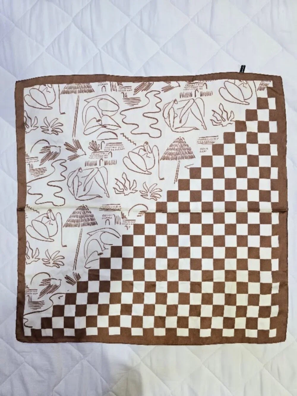 NWOT 8 Other ReasonsAbstract Scarf In Brown & White